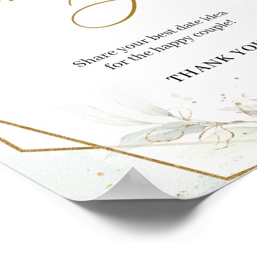 Boho blosemt bloemen groen goud Datum potje bordje Poster (Hoek)