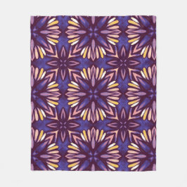 Boho Blossom: Paarse bloemenmotief Fleece Deken
