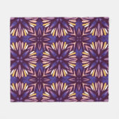 Boho Blossom: Paarse bloemenmotief Fleece Deken (Voorkant (Horizontaal))