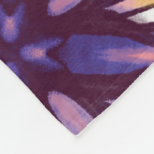Boho Blossom: Paarse bloemenmotief Fleece Deken (Hoek)