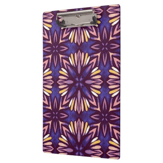 Boho Blossom: Paarse bloemenmotief Klembord (Links)