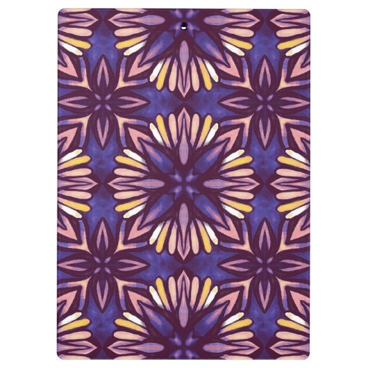Boho Blossom: Paarse bloemenmotief Klembord (Achterkant)