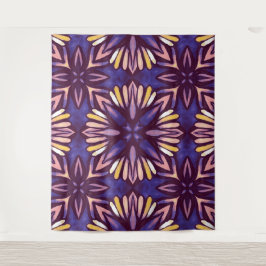 Boho Blossom: Paarse bloemenmotief Wandkleed