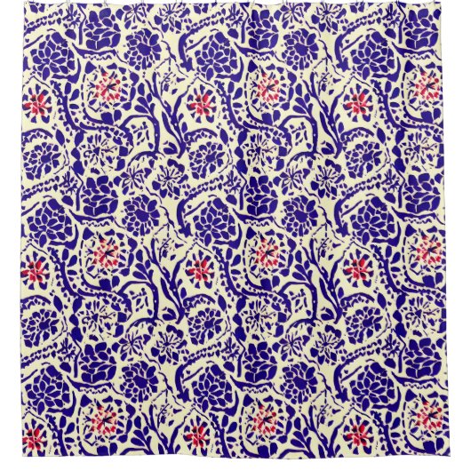 Boho Blue Abstract Douchegordijn (Voorkant)