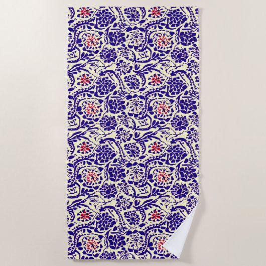 Boho Blue Abstract Floral Strandlaken (Voorkant)