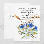 Boho Blue Anjers Boeket Minimalistische bruiloft Kaart (Voorkant / Achterkant)