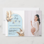 Boho Blue Arch Pampas Grass Baby Boy Baby shower Kaart (Voorkant)