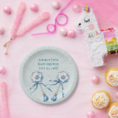 Boho Blue Baby Rattle Papieren Bordje (Feest)