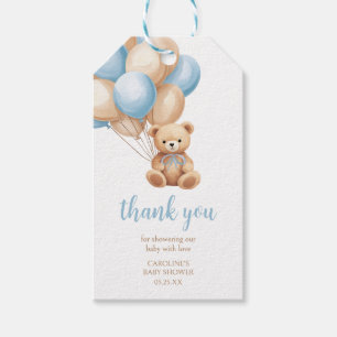 Boho Blue Balloon Beer Baby shower Favor Tags Cadeaulabel