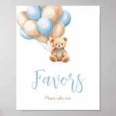 Boho Blue Balloon Beer Baby shower Favorieten Poster (Voorkant)