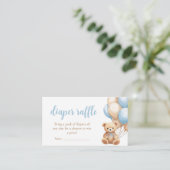 Boho Blue Balloon Beer Baby shower Luier Raffle Informatiekaartje (Staand voorkant)