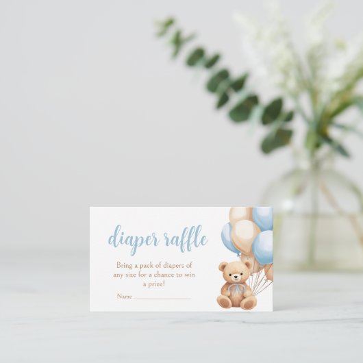 Boho Blue Balloon Beer Baby shower Luier Raffle Informatiekaartje (Staand voorkant)