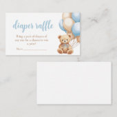 Boho Blue Balloon Beer Baby shower Luier Raffle Informatiekaartje (Voorkant / Achterkant)