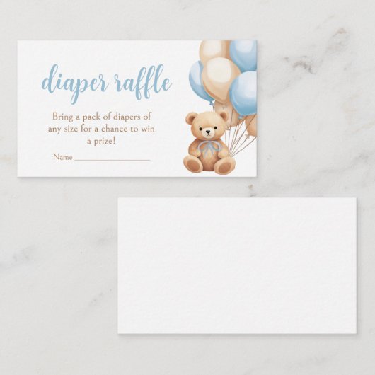 Boho Blue Balloon Beer Baby shower Luier Raffle Informatiekaartje (Voorkant / Achterkant)