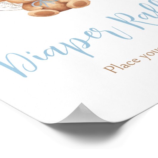 Boho Blue Balloon Beer Baby shower Luier Raffle Poster (Hoek)