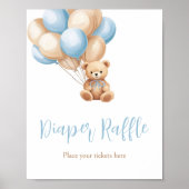 Boho Blue Balloon Beer Baby shower Luier Raffle Poster (Voorkant)
