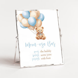 Boho Blue Balloon Beer Baby shower Moeder Osa Bar Poster