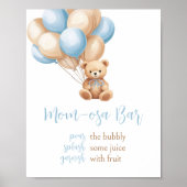 Boho Blue Balloon Beer Baby shower Moeder Osa Bar Poster (Voorkant)