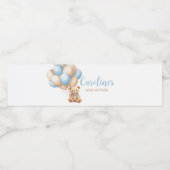 Boho Blue Balloon Beer Baby shower Waterfles Etiket (Enkel label)