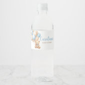 Boho Blue Balloon Beer Baby shower Waterfles Etiket (Voorkant)