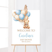 Boho Blue Balloon Beer Baby shower Welkom Poster