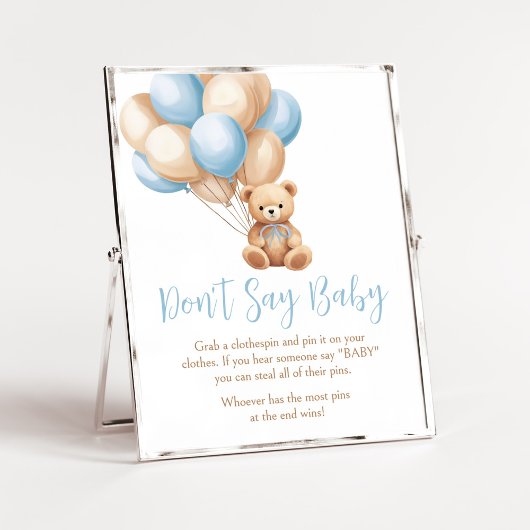 Boho Blue Balloon Beer Baby shower zeg niet Baby Poster