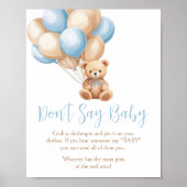 Boho Blue Balloon Beer Baby shower zeg niet Baby Poster (Voorkant)