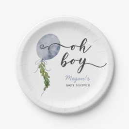 Boho Blue Balloon Oh Boy Baby shower Papieren Bordje