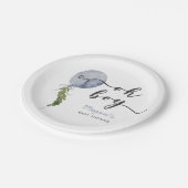 Boho Blue Balloon Oh Boy Baby shower Papieren Bordje (Gekanteld)
