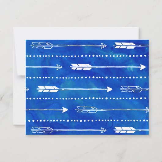 Boho Blue bedankkaart voor Adventure Baby shower (Achterkant)