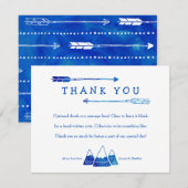 Boho Blue bedankkaart voor Adventure Baby shower (Voorkant / Achterkant)