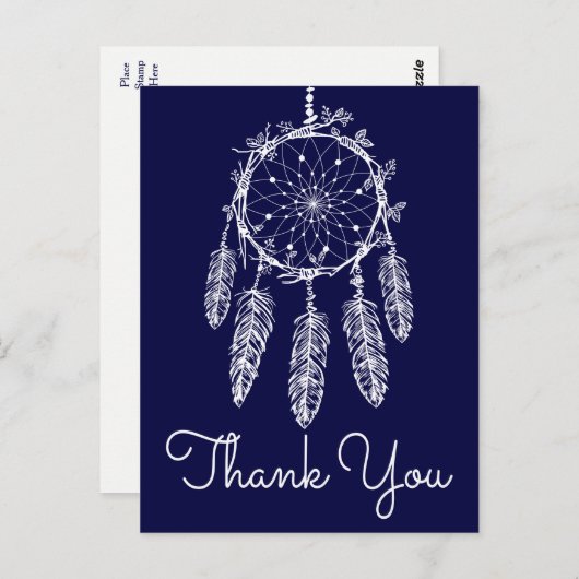 Boho Blue Bedankt Dream Catcher Native American Briefkaart (Voorkant / Achterkant)
