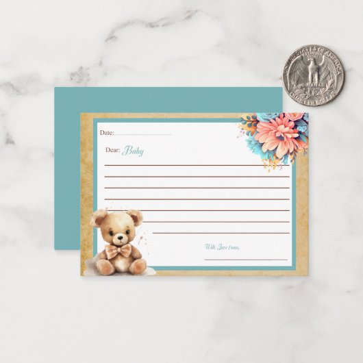 Boho Blue Beer Baby shower Beste Baby Kaarten Notitiekaartje (Voorkant / Achterkant in situ)