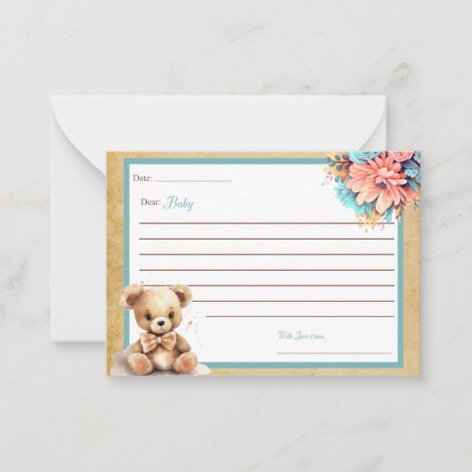 Boho Blue Beer Baby shower Beste Baby Kaarten Notitiekaartje (Voorkant)