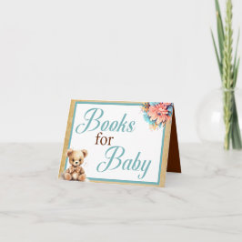 Boho Blue Beer Baby shower Boeken voor Baby Kaart