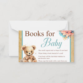Boho Blue Beer Baby shower Boeken voor Baby Notitiekaartje