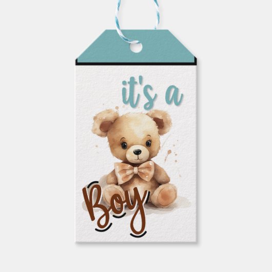 Boho Blue Beer Baby shower Cadeaulabel (Voorkant)