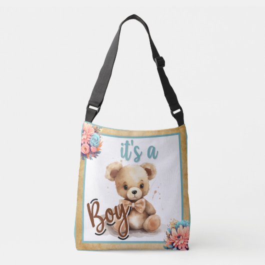 Boho Blue Beer Baby shower Crossbody Tas (Voorkant)