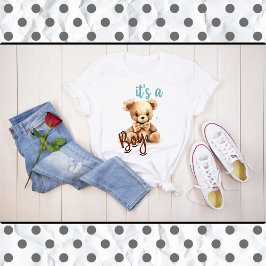 Boho Blue Beer Baby shower Het is een jongen T-shirt