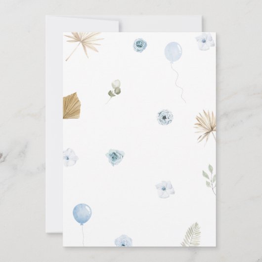 Boho Blue Beer Baby shower Kaart (Achterkant)