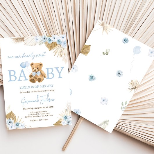 Boho Blue Beer Baby shower Kaart