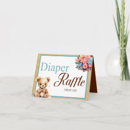 Boho Blue Beer Baby shower Luier Raffle Drop Off Kaart