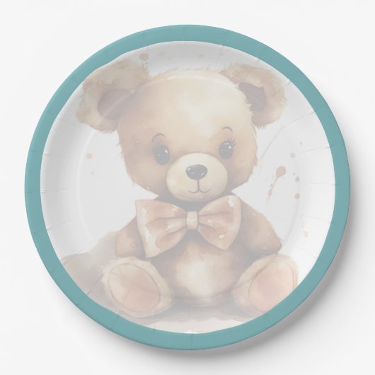 Boho Blue Beer Baby shower Papieren Bordje (Voorkant)