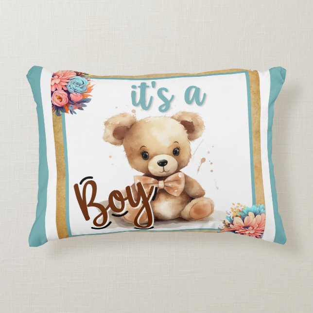 Boho Blue Beer Baby shower Sierkussen Accent Kussen (Voorkant)