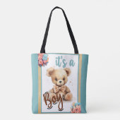 Boho Blue Beer Baby shower Tote Bag (Achterkant)