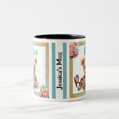 Boho Blue Beer Baby shower Tweekleurige Koffiemok (Center)