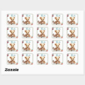 Boho Blue Beer Baby shower Vierkante Sticker (Vel)