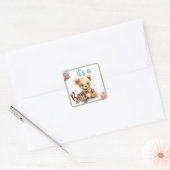 Boho Blue Beer Baby shower Vierkante Sticker (Envelop)