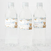Boho Blue Beer Baby shower Waterfles Etiket (Flessen)