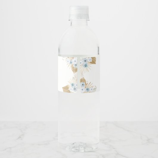 Boho Blue Beer Baby shower Waterfles Etiket (Achterkant)